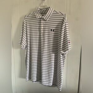 Under Armour Playoff Golf Polo Striped White Black Size Large